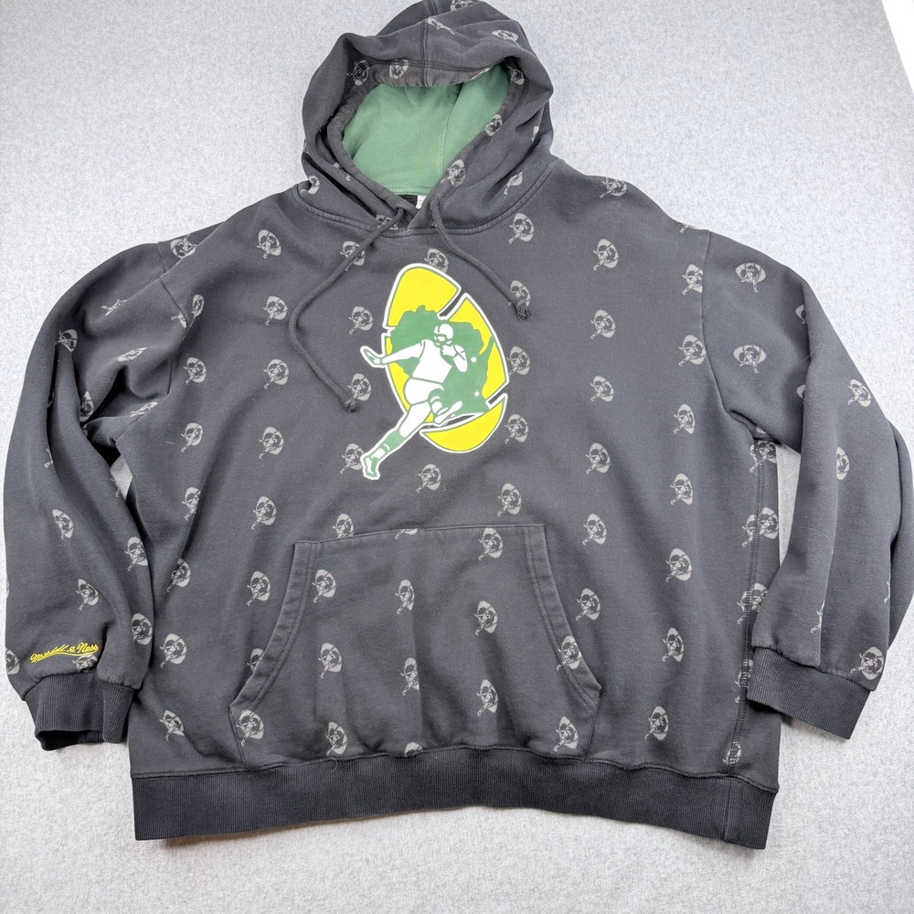 Mitchell & Ness NFL Green Bay Packers Hoodie 2XL All Over Print Distressed NFL